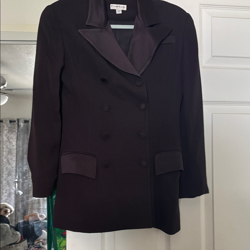 Bebe Women's Elegant Black Double-Breasted Blazer